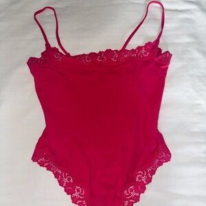 Skims hot pink lace bodysuit